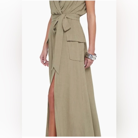 L'AGENCE Mayer Military Linen Blend Wrap
Dress Covert Green Sz L NWT - Picture 2 of 6